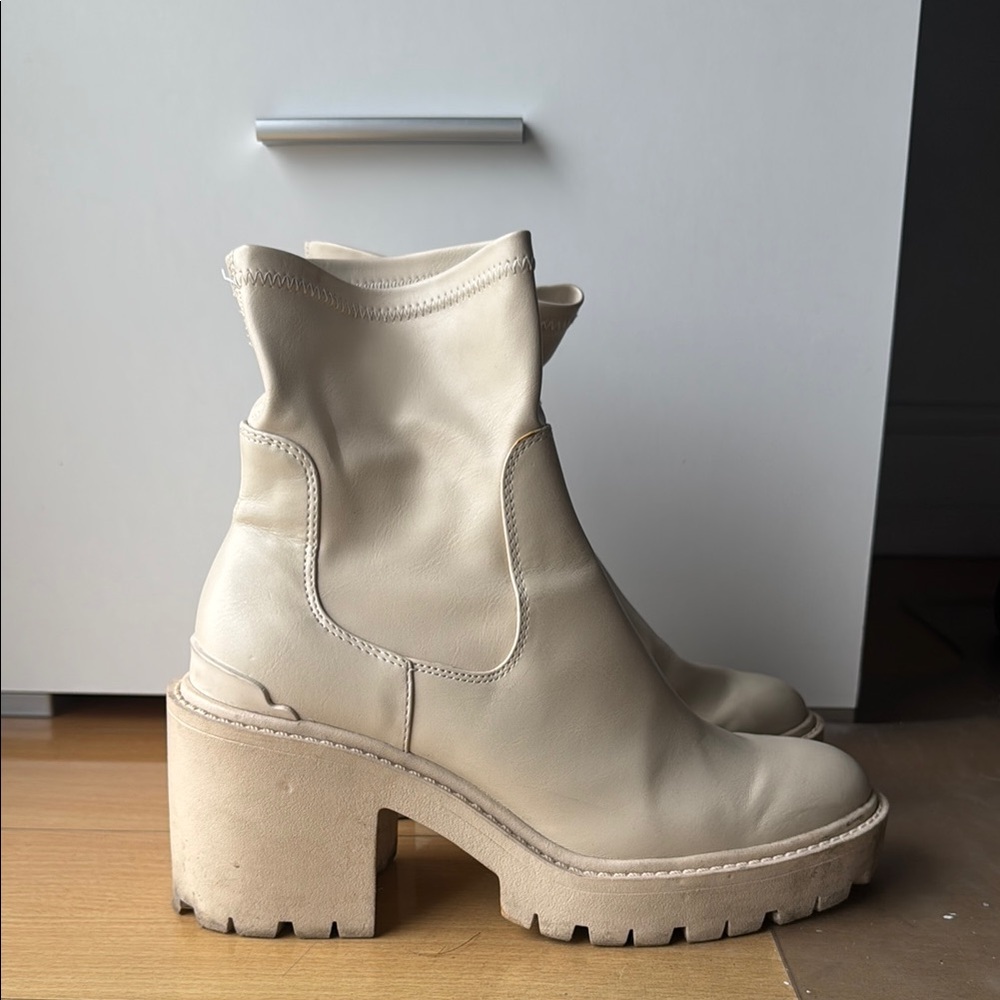 Stradivarius Cream Chunky Ankle Boots